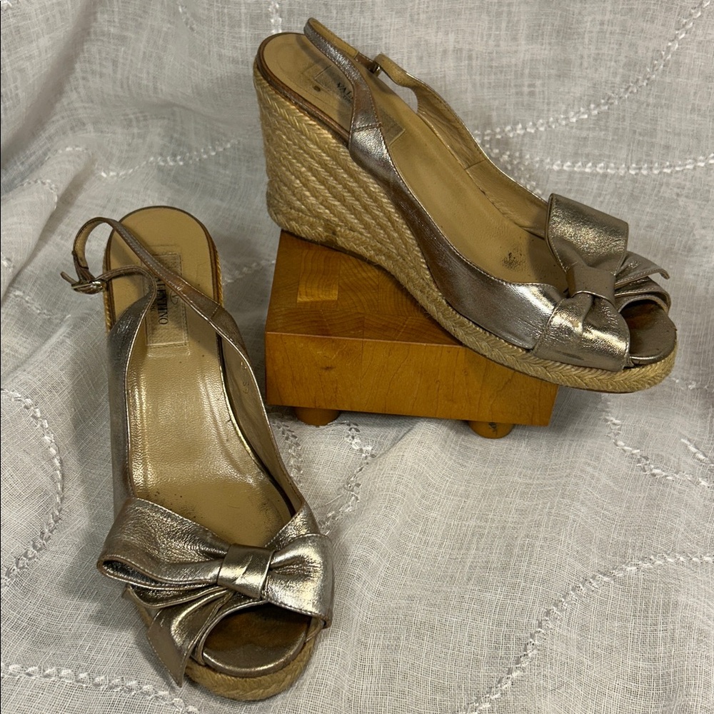 Valentino Garavani leather espadrille wedge made in Italy